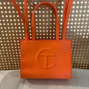 Telfar Small Shopping Bag Orange Leather Tote